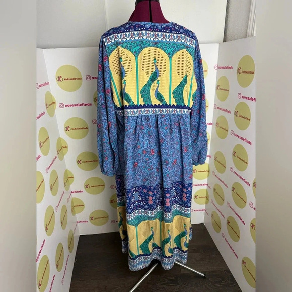 R.Vivimos Women's Casual Bohemian Print Neck Tie Long Sleeve Beach Style - Picture 3 of 6